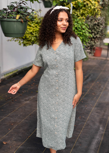Kyleigh Deep Green Button Down Dress
