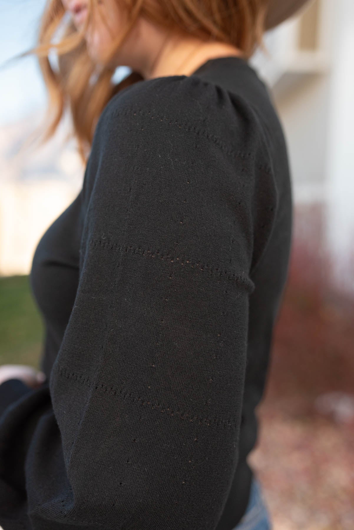 Lacey Black Puff Sleeve Sweater