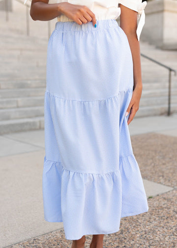 Larissa Sky Blue Gingham Skirt