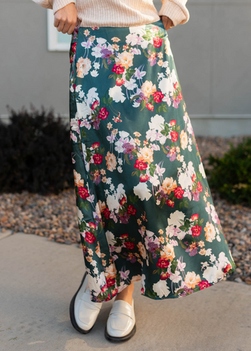 Lashae Satin Floral Skirt