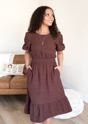 Leana Brown Textured Dress
