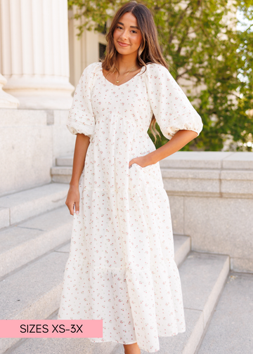 Fansboho Ivory Floral Dress
