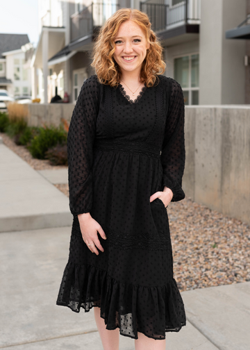 Lenora Black Textured Dress