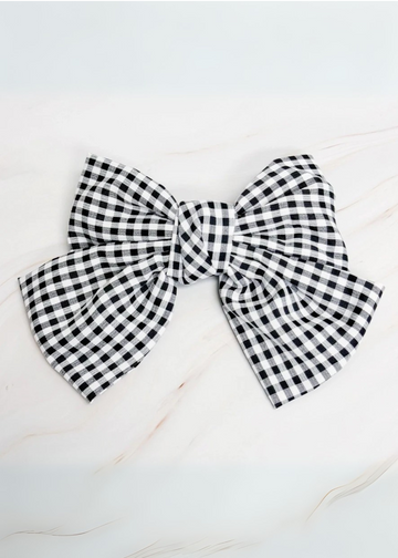 Leona Black Gingham Bow