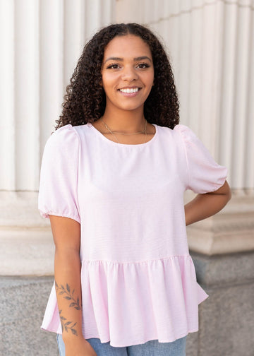 Lilia Pink Peplum Shirt