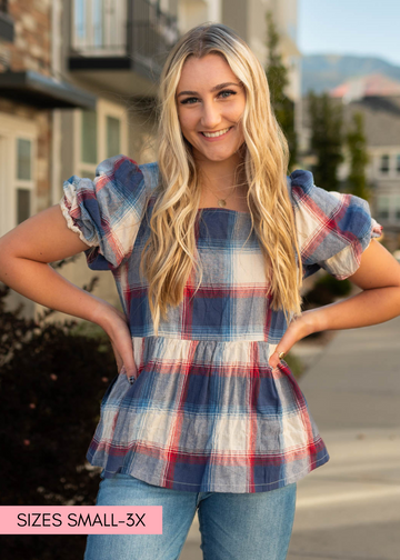 Lilly Navy Plaid Top