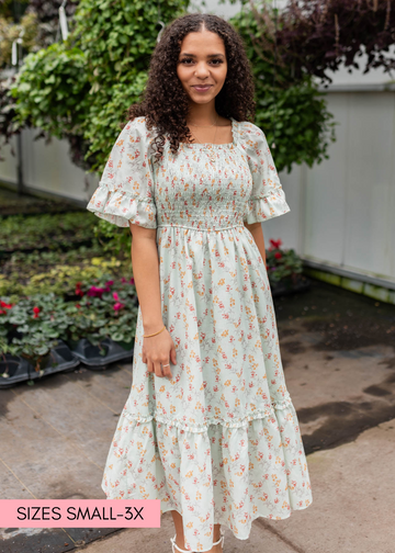 Lily Mint Floral Dress