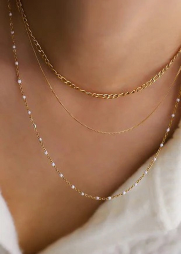 Linden Gold Layered Chain White Necklace