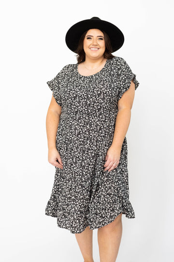 Lindsay Black Floral Dress
