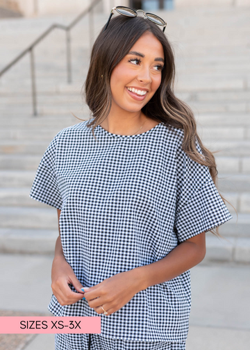 Lois Black Gingham Top