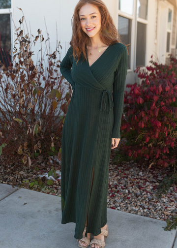 Lory Hunter Green Textured Maxi Dress