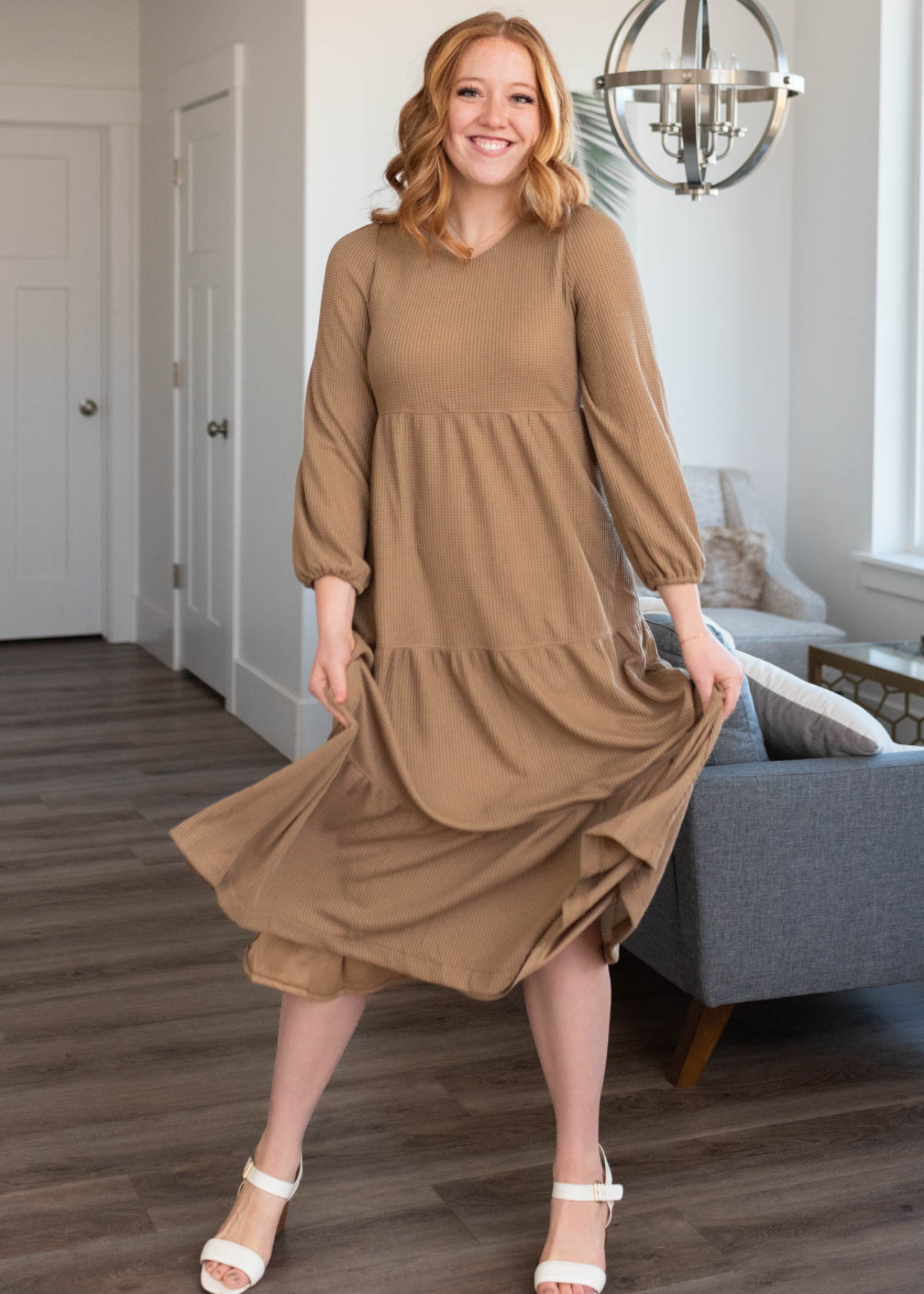 Luelle Mocha Waffle Knit Dress