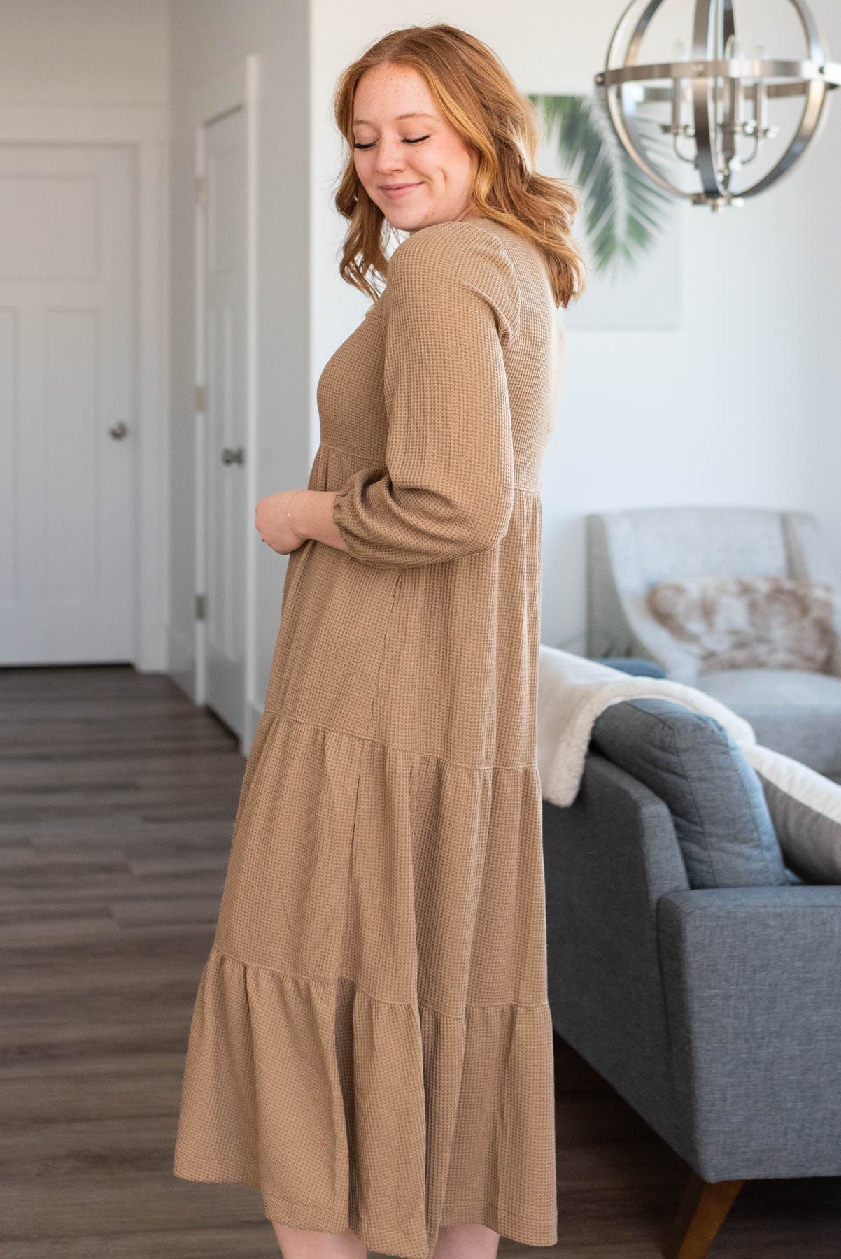 Luelle Mocha Waffle Knit Dress
