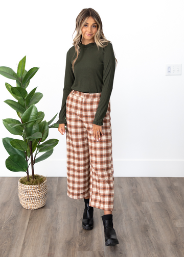 Lyra Brown Plaid Pants