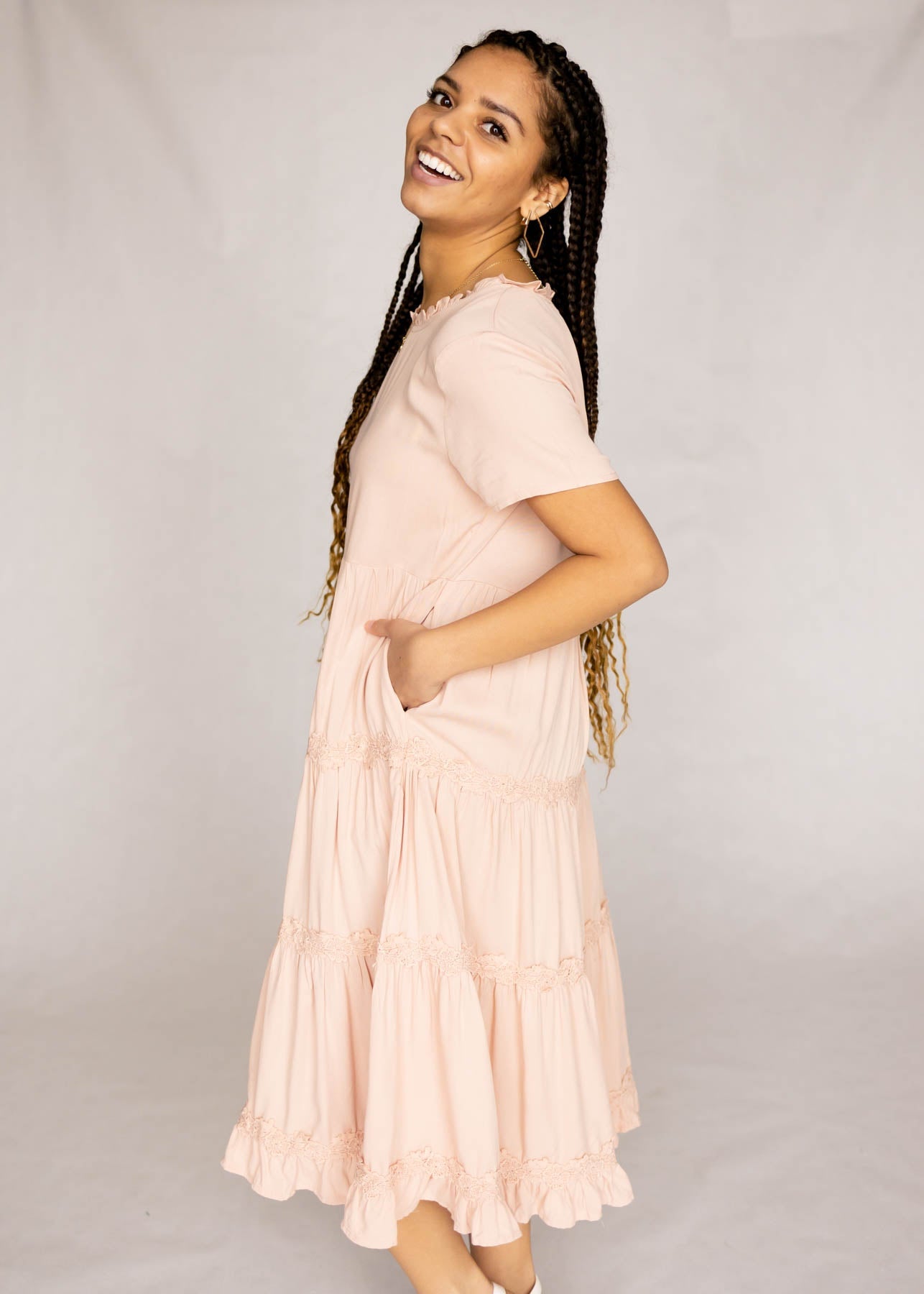 Enola Blush Tiered Dress
