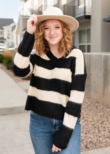 Macee Black Striped Sweater