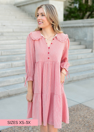 Macie Red Gingham Dress