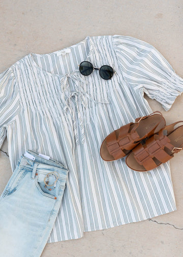Madeline Sage Striped Top