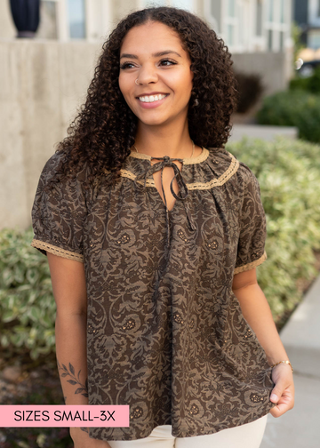 Madison Brown Pattern Top