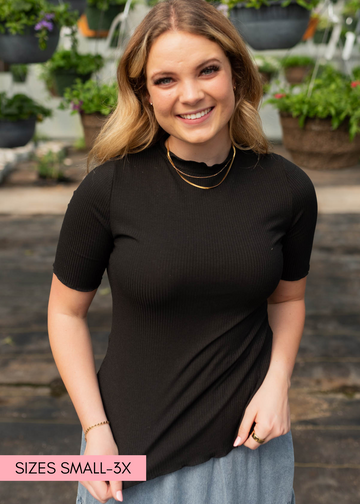 Makelle Black Textured Knit Top