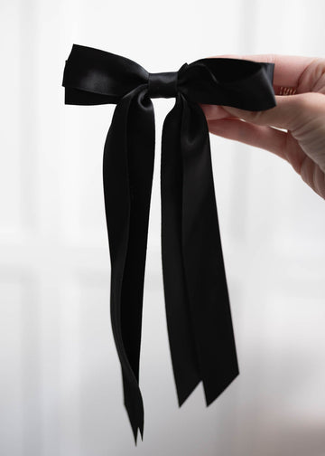 Mara Black Double Satin Bow