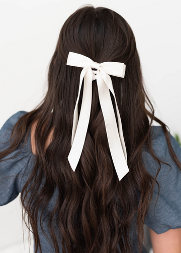 Mara Off White Double Satin Bow