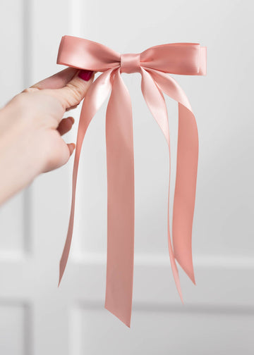 Mara Peach Double Satin Bow