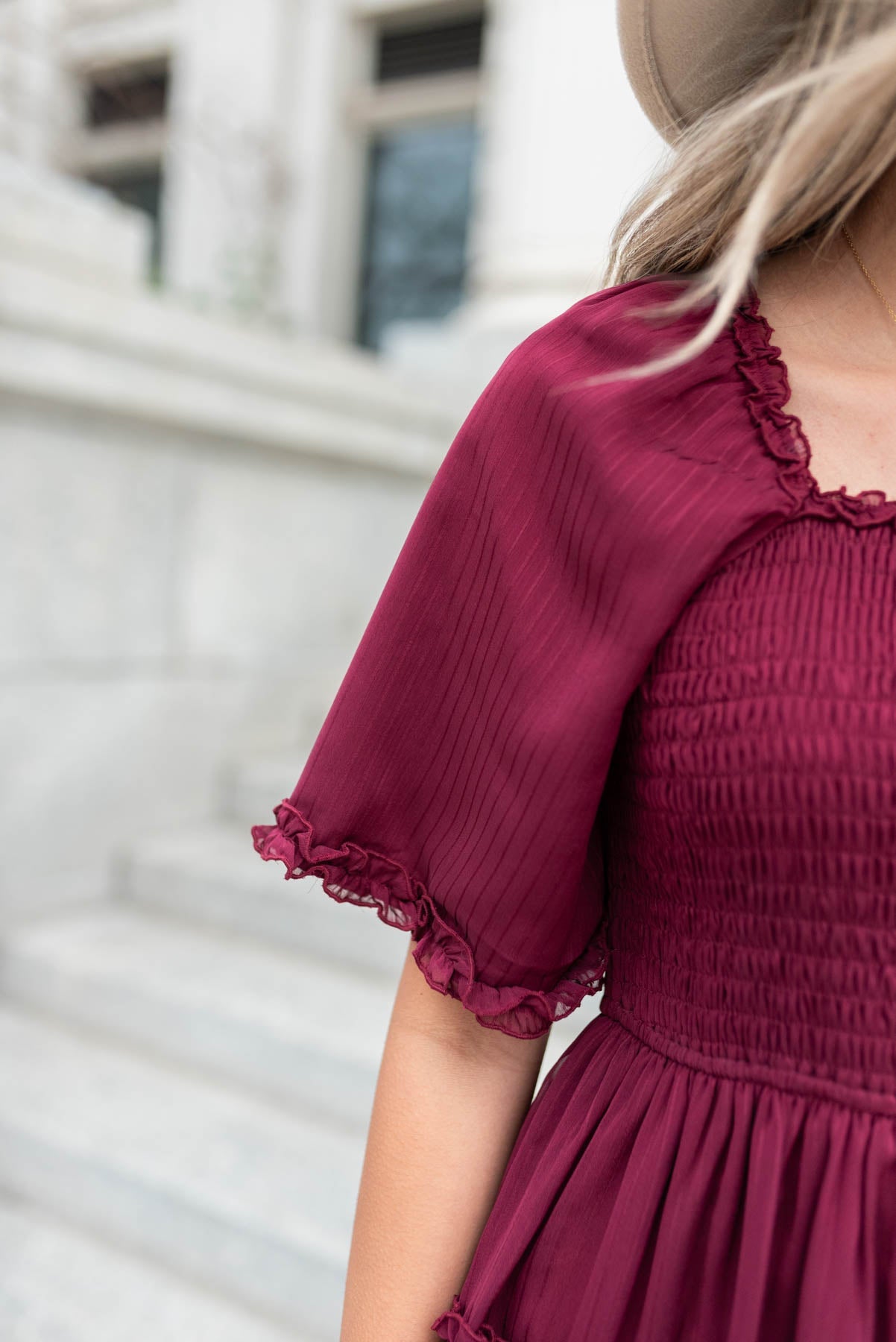 Marla Burgundy Tiered Dress