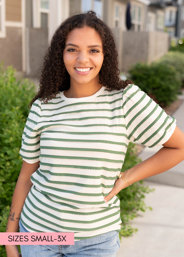 Marly Green Striped Top