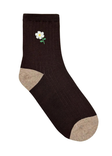 May Brown Flower Socks
