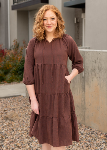 Maizie Rust Tiered Dress