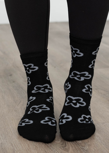 Missy Black Flower Socks