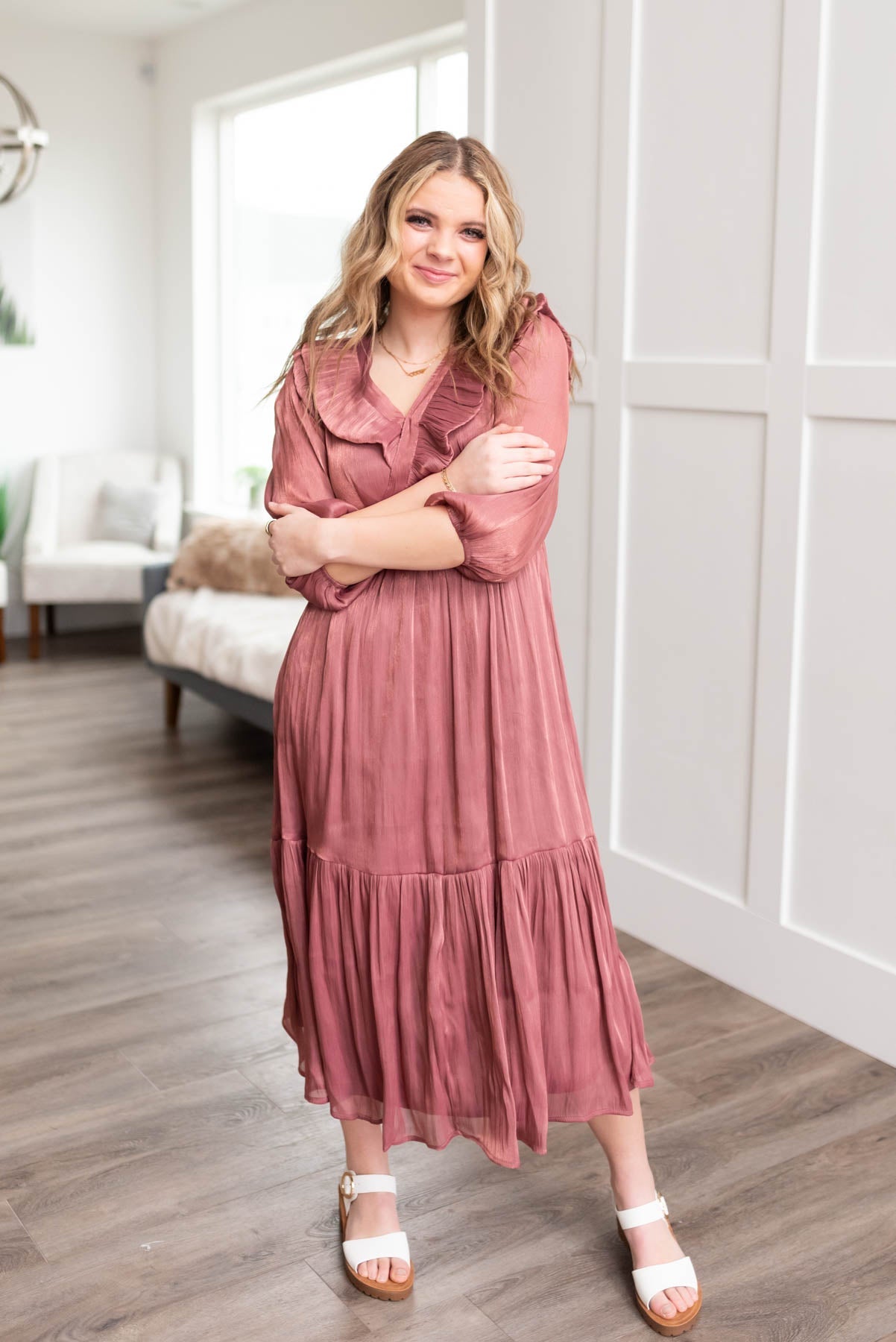 Myra Mahogany Layered Dress
