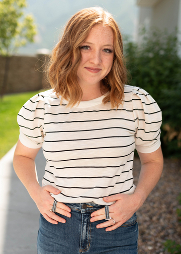 Nadia Ivory Striped Top