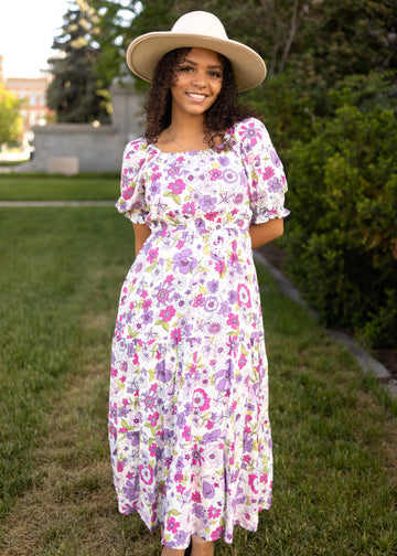 Natalie Purple Floral Dress