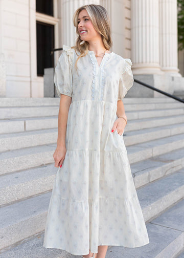 Nellie Vintage Cream Floral Dress