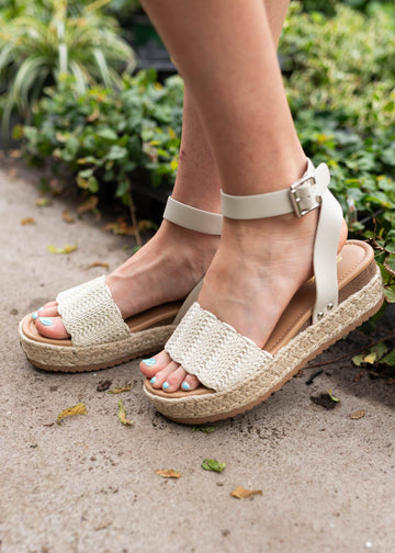 Nico White Weave Platform Sandal