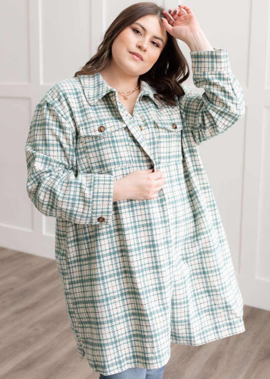 Nixi Green Plaid Coat