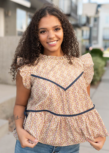Olivia Taupe Floral Top