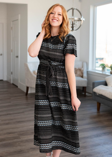 Ora Black Pattern Dress