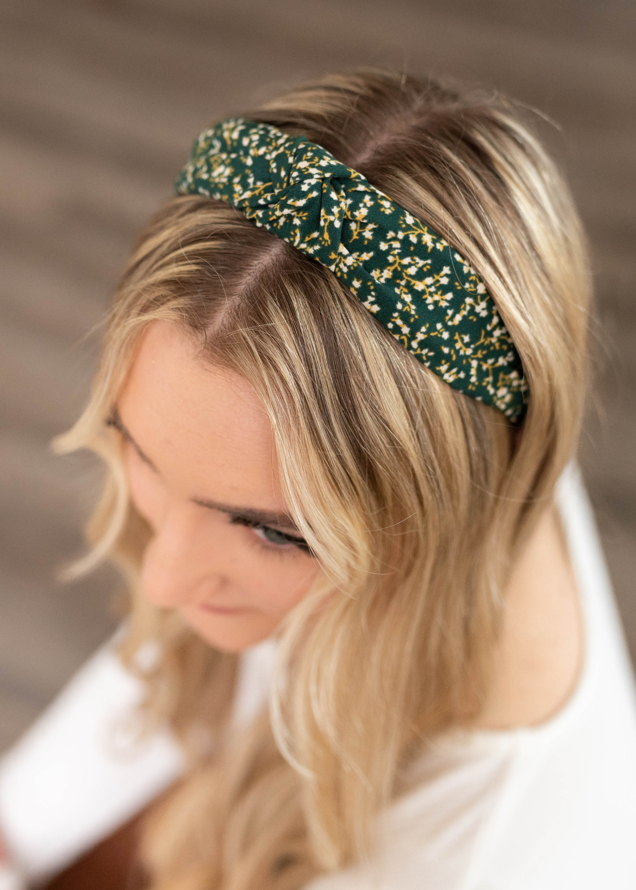 Paige Dark Green Floral Headband
