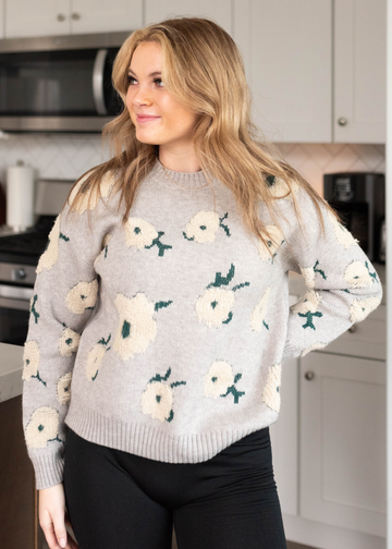 Paisley Grey Floral Sweater