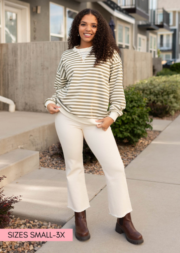 Paisley Olive Striped Sweatshirt
