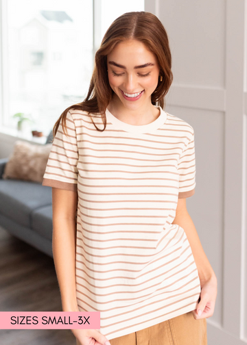 Piper Taupe Stripe Top