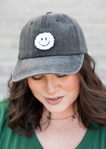 Reece Black Sherpa Happy Face Hat