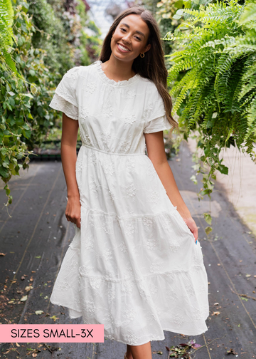 Rhea White Floral Embroidered Dress
