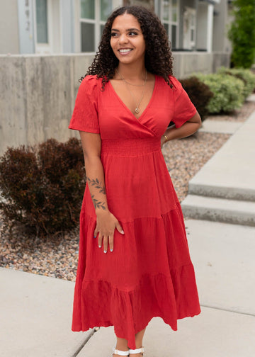 Rosemary Red Smock Waist Dress