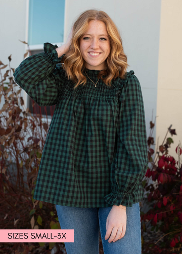 Rubey Hunter Green Ruffle Blouse
