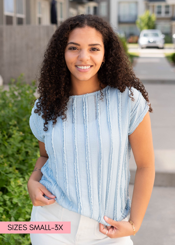 Ruth Blue Textured Top