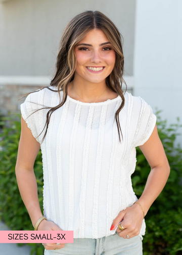 Ruth White Textured Top